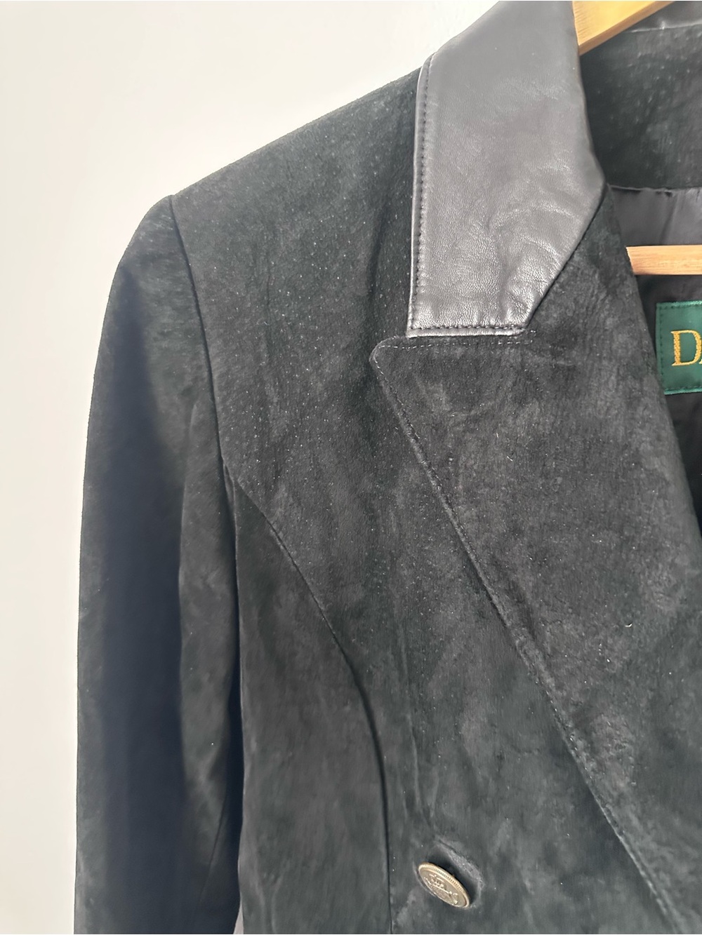 Vintage Danier Leather Jacket Double Breasted Suede 90s Preppy Shoulder Pads - Picture 8 of 15